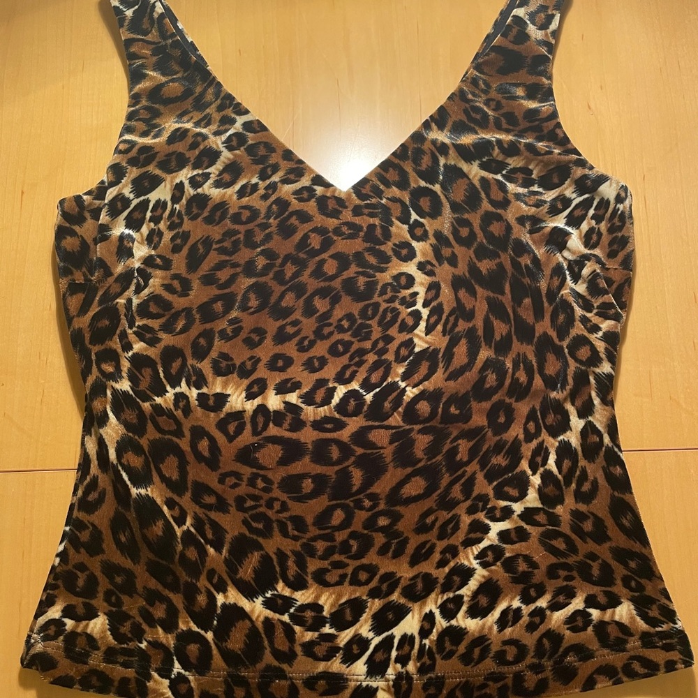 Velvet leopard print tank top